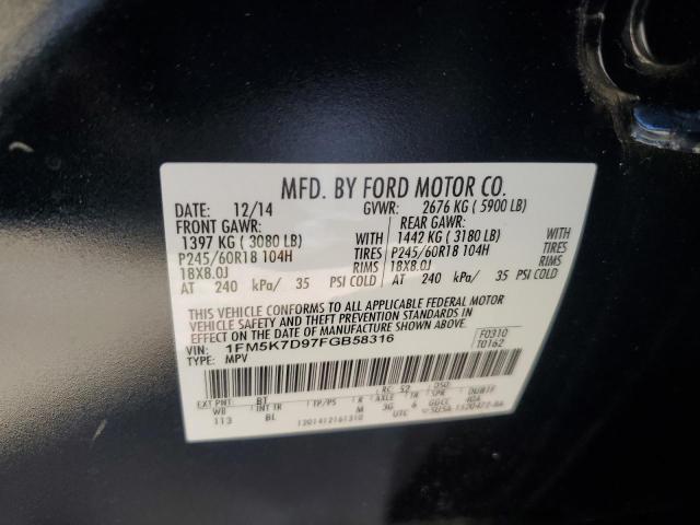 2015 Ford Explorer X 2.0L(VIN: 1FM5K7D97FGB58316