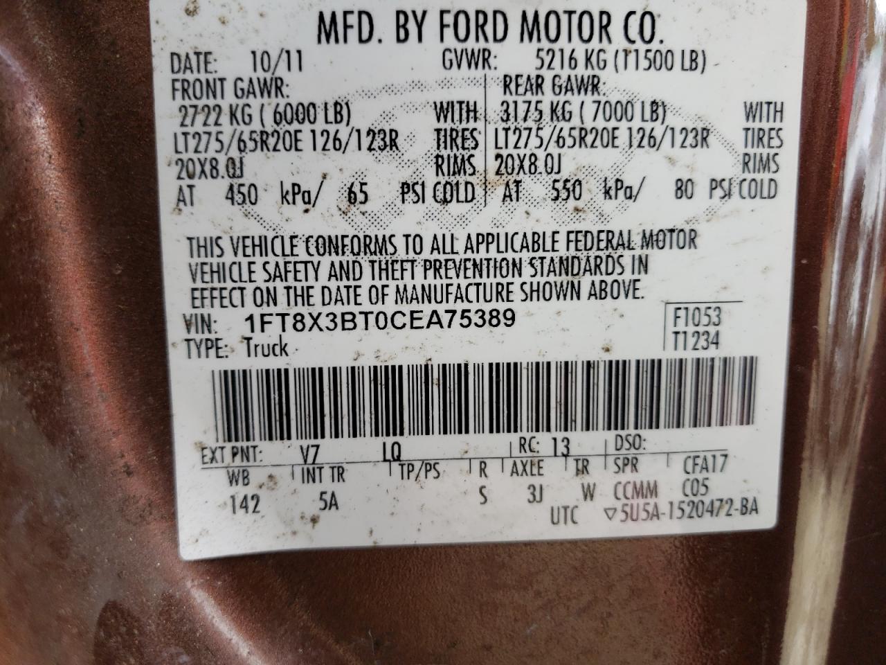 1FT8X3BT0CEA75389 2012 Ford F350 Super Duty