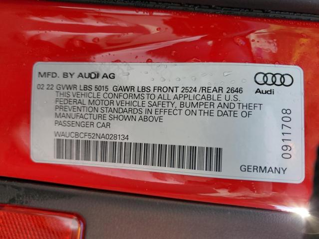 WAUCBCF52NA028134 | 2022 Audi a5 premium plus 40