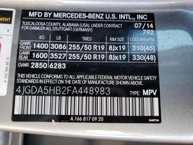 VIN 4JGDA5HB2FA448983 2015 Mercedes-Benz ML-Class, ... no.13