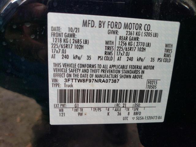 3FTTW8F97NRA07387 Ford Maverick Xl