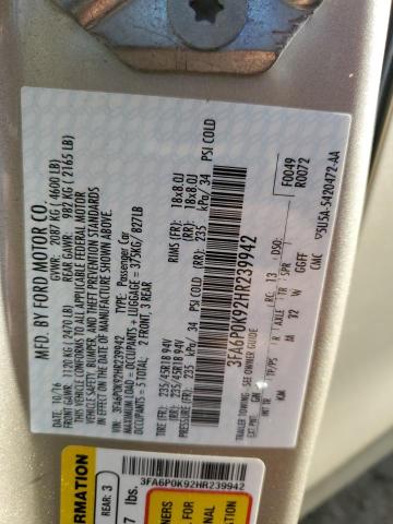 3FA6P0K92HR239942 Ford Fusion Titanium