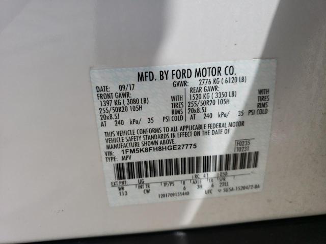 1FM5K8FH8HGE27775 Ford Explorer Limited