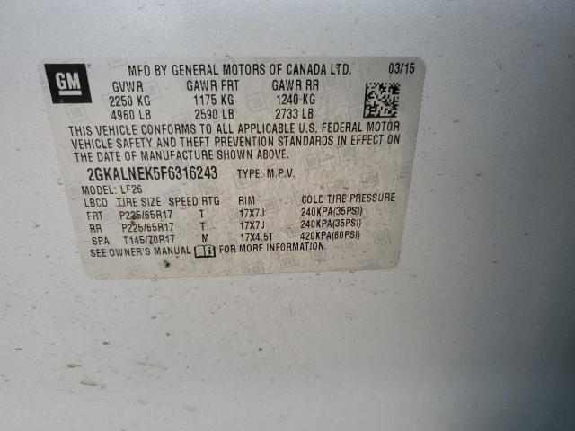 2GKALNEK5F6316243 GMC TERRAIN SL