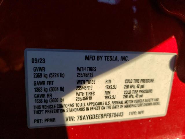 7SAYGDEE8PF870443 Tesla Model Y  8