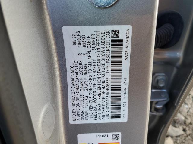 2HGFE2F53NH598857 Honda Civic Sport