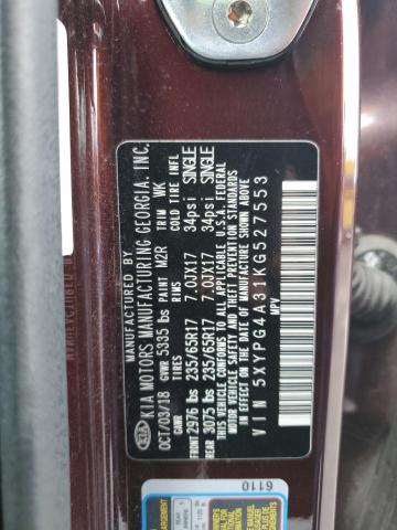 5XYPG4A31KG527553 KIA SORENTO L