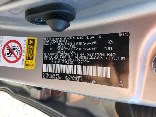 5TDJKRFH9FS159265 Toyota Highlander Xle