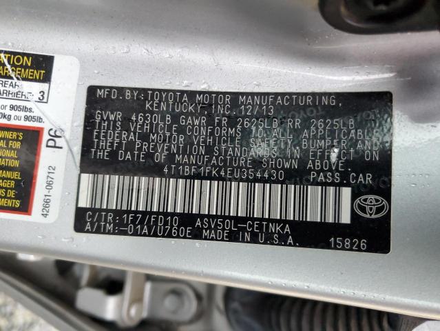 4T1BF1FK4EU354430 | 2014 TOYOTA CAMRY L