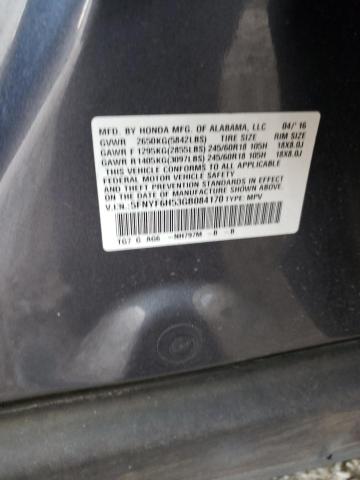 5FNYF6H53GB084170 Honda PILOT EXL