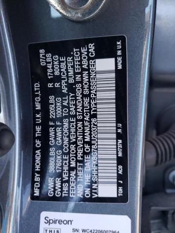 SHHFK8G78JU203726 Honda Civic Type-r Touring