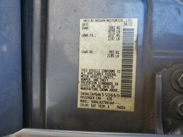 2010 Nissan Altima Base VIN: 1N4AL2AP6AN550669 Lot: 50436634