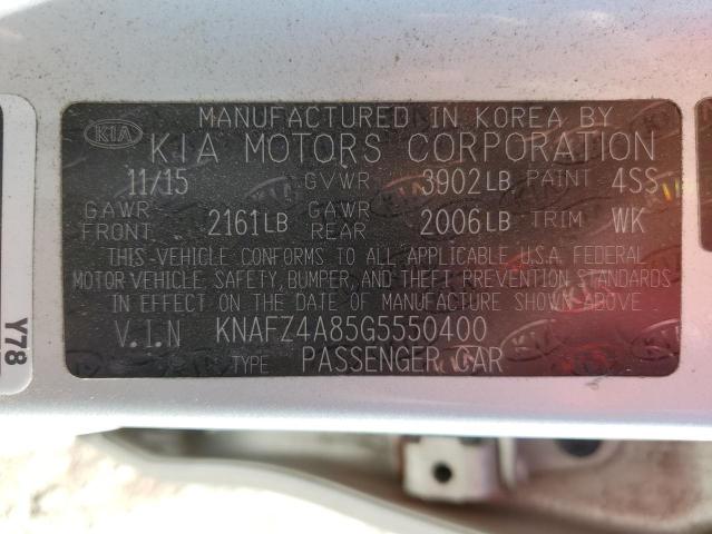KNAFZ4A85G5550400 KIA FORTE EX