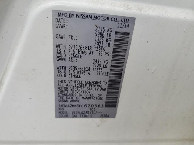 5N1AR2MM3FC620363 Nissan Pathfinder S