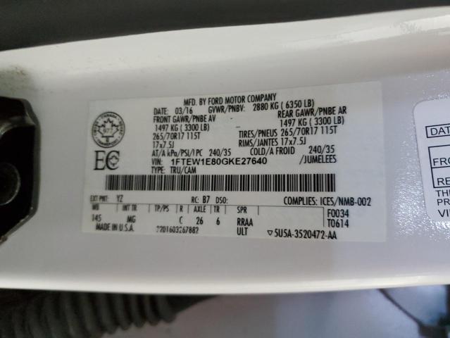 1FTEW1E80GKE27640 Ford F150 Supercrew