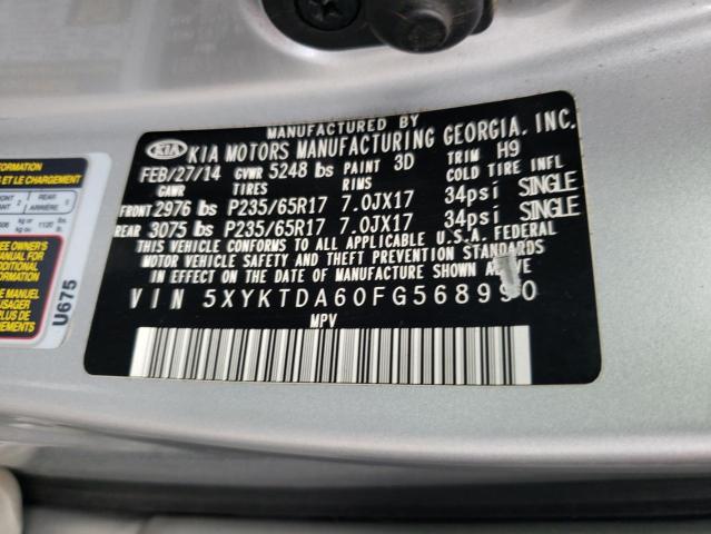 5XYKTDA60FG568990 KIA SORENTO LX