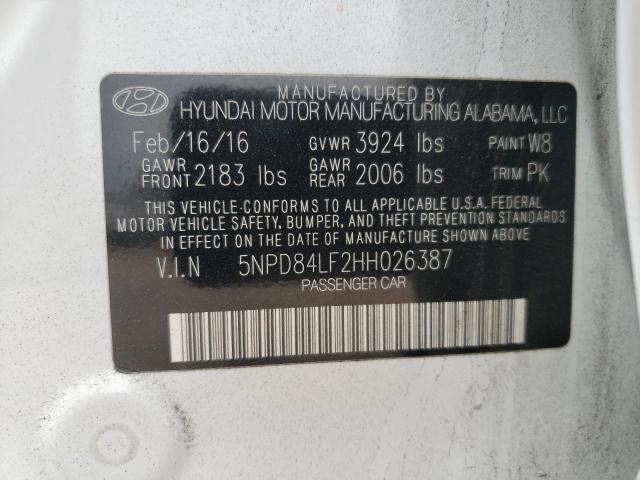 5NPD84LF2HH026387 Hyundai ELANTRA SE