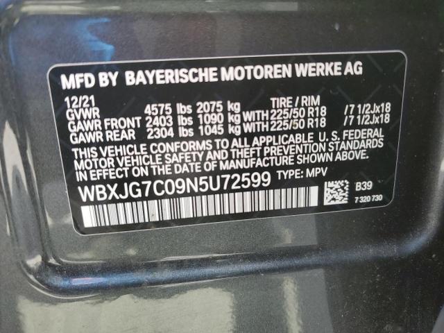 WBXJG7C09N5U72599 | 2022 BMW X1 SDRIVE2