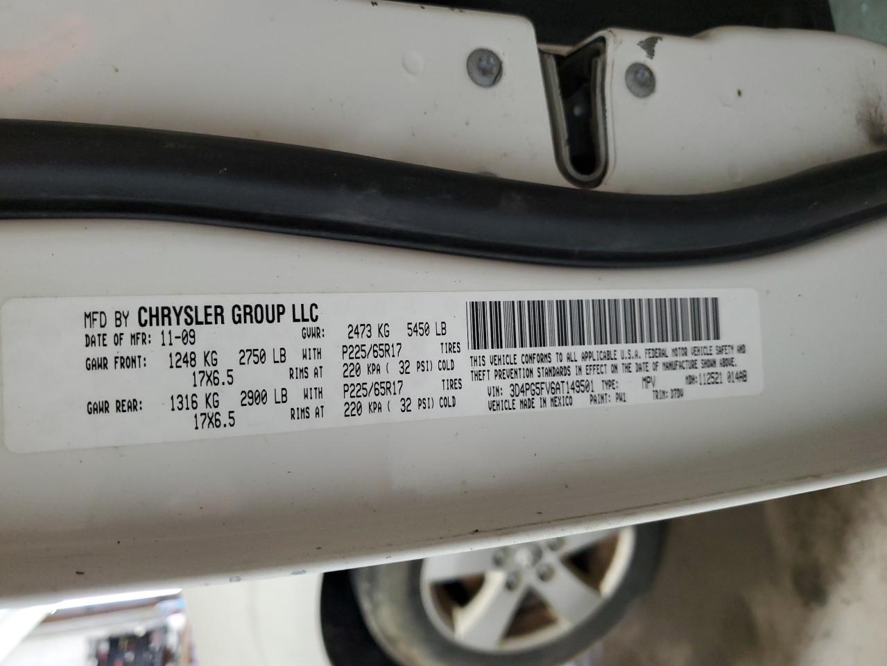 3D4PG5FV6AT149501 2010 Dodge Journey Sxt