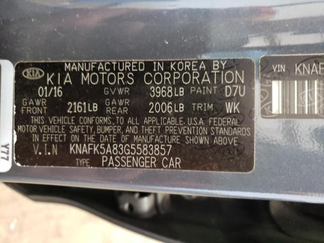 KNAFK5A83G5583857 KIA FORTE LX