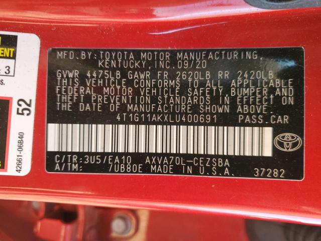 2020 TOYOTA CAMRY SE - 4T1G11AKXLU400691