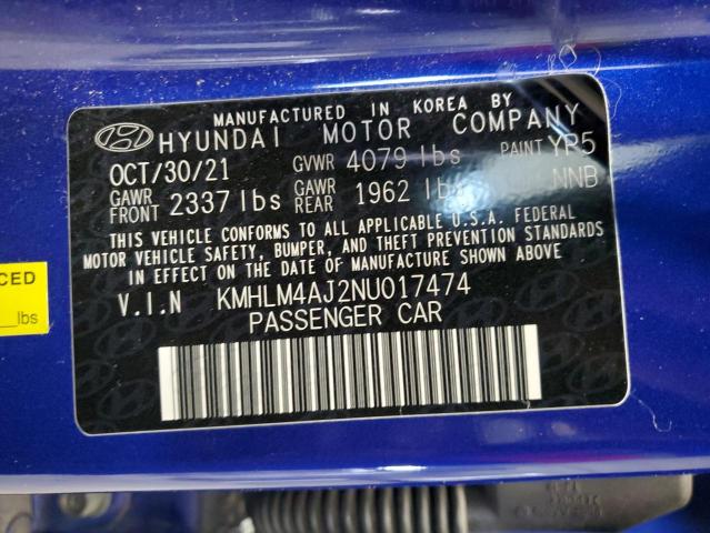 KMHLM4AJ2NU017474 | 2022 HYUNDAI ELANTRA BL