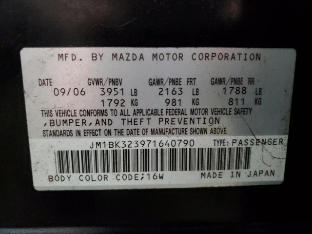 2007 Mazda 3 S VIN: JM1BK323971640790 Lot: 72783183