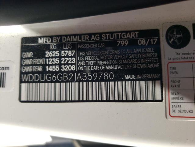 WDDUG6GB2JA359780 Mercedes-Benz S 450