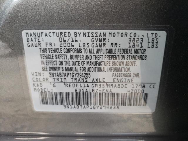 3N1AB7AP1GY294255 Nissan SENTRA S