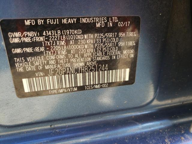 JF2GPANC7H8251244 Subaru Crosstrek Limited