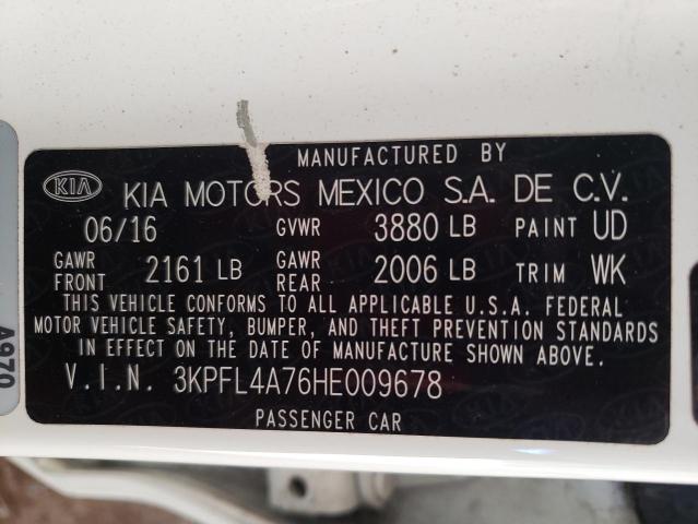 3KPFL4A76HE009678 KIA FORTE LX