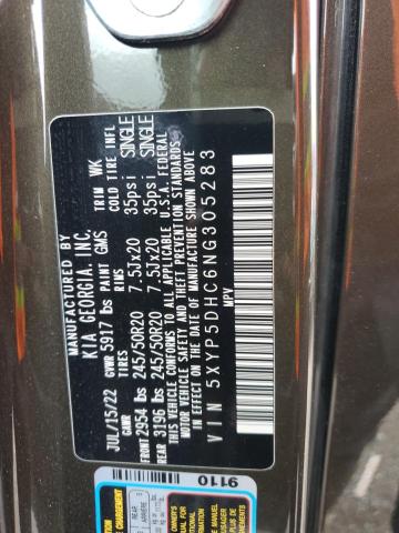 5XYP5DHC6NG305283 KIA Telluride Sx