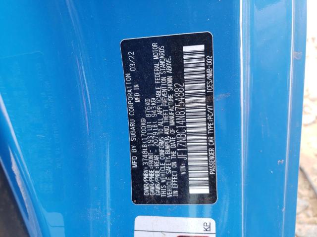 2022 TOYOTA GR 86 JF1ZNBC14N8754882