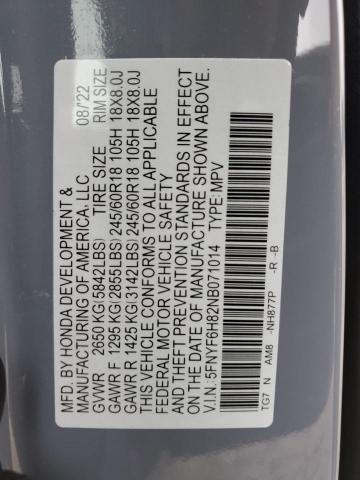 2022 HONDA PILOT TRAI 5FNYF6H82NB071014