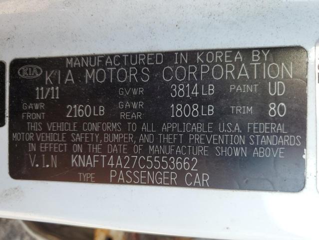 KNAFT4A27C5553662 | 2012 KIA forte lx