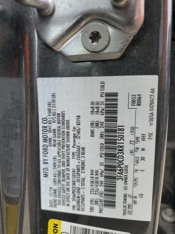 3FA6P0CD3KR150181 Ford Fusion SEL 10