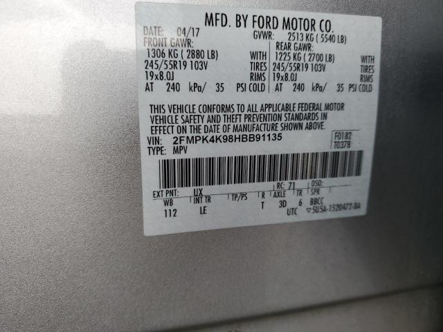 2FMPK4K98HBB91135 Ford Edge Titanium