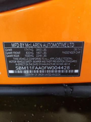 2015 MCLAREN AUTOMOTIVE 650S SPIDE SBM11FAA0FW004428