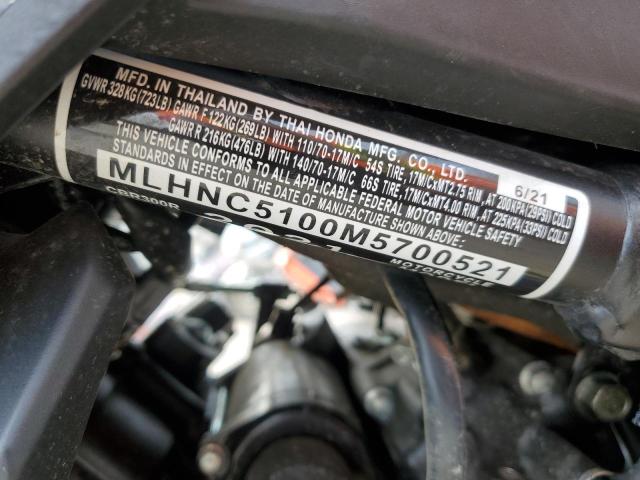 2021 HONDA CBR300 R MLHNC5100M5700521