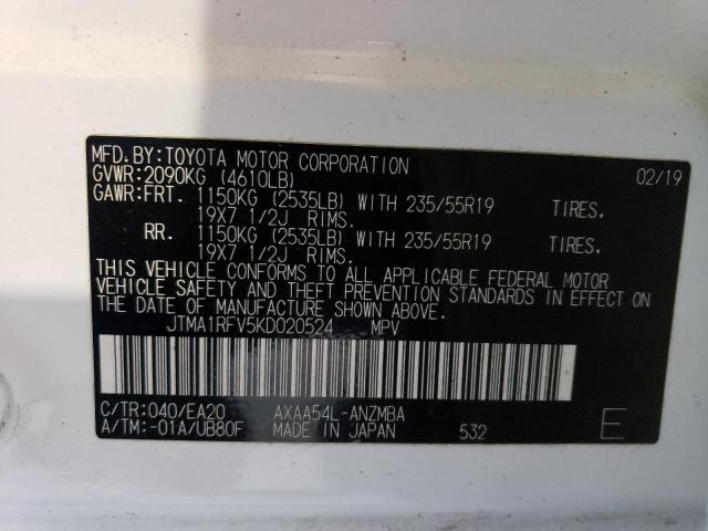 JTMA1RFV5KD020524 Toyota Rav4 Xle Premium