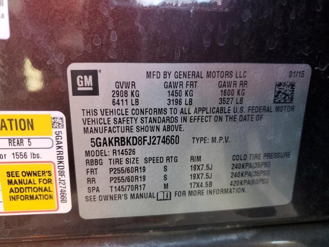 5GAKRBKD8FJ274660 Buick Enclave