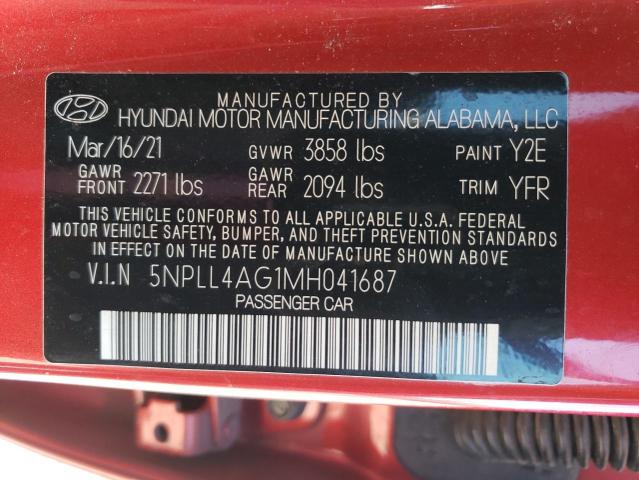 5NPLL4AG1MH041687 | 2021 HYUNDAI ELANTRA SE