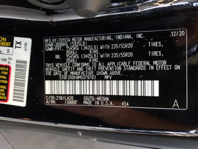 VIN 5TDFZRBH8MS079783 2021 Toyota Highlander, Platinum no.14