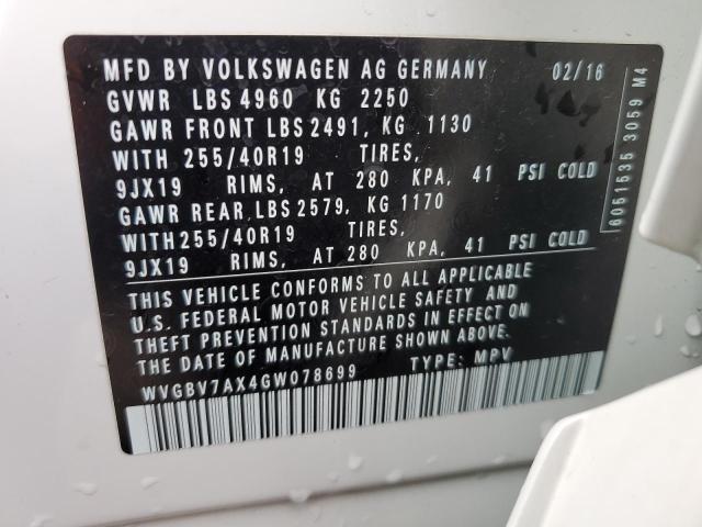 WVGBV7AX4GW078699 | 2016 VOLKSWAGEN TIGUAN S