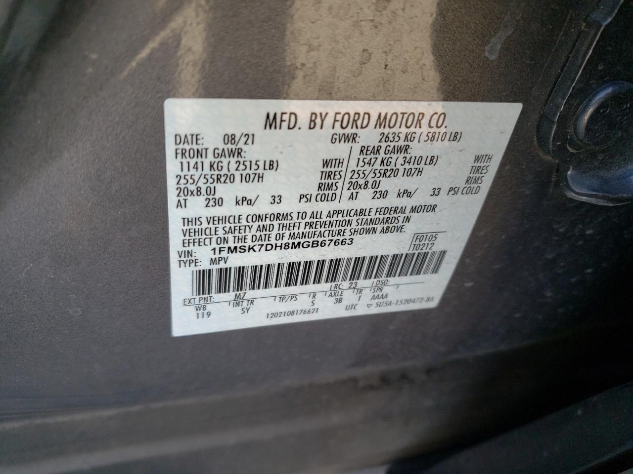 1fmsk7dh8mgb67663 1FMSK7DH8MGB67663 2021 Ford Explorer Xlt