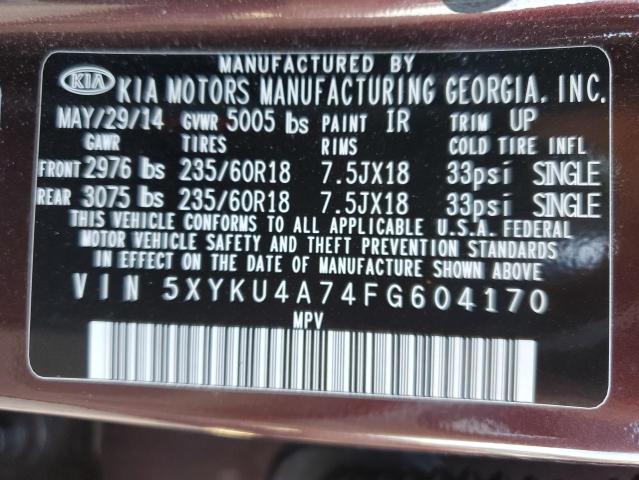 5XYKU4A74FG604170 KIA SORENTO EX