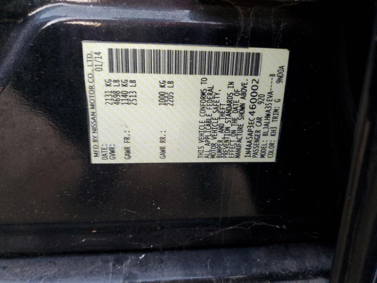 1N4AA5AP3EC460002 2014 Nissan Maxima S 1N4AA5AP3EC460002 2014 Nissan Maxima S