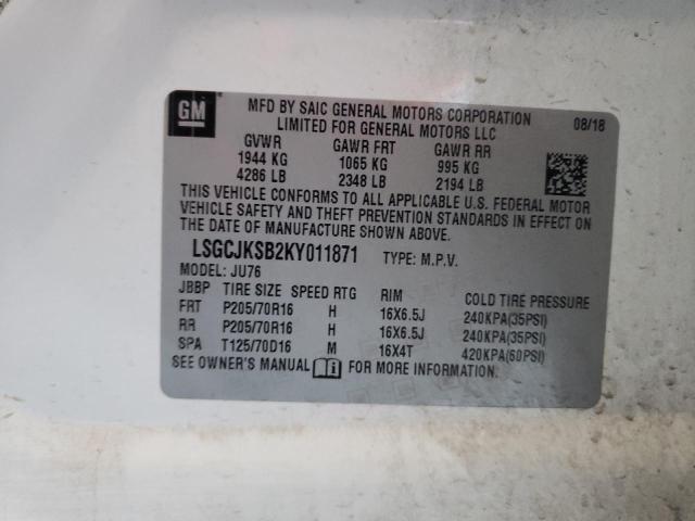 LSGCJKSB2KY011871 Chevrolet Trax LS 10