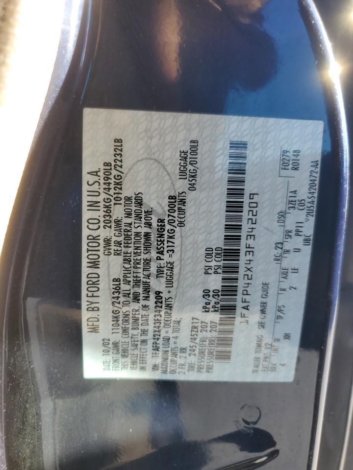 1FAFP42X43F342209 2003 Ford Mustang Gt