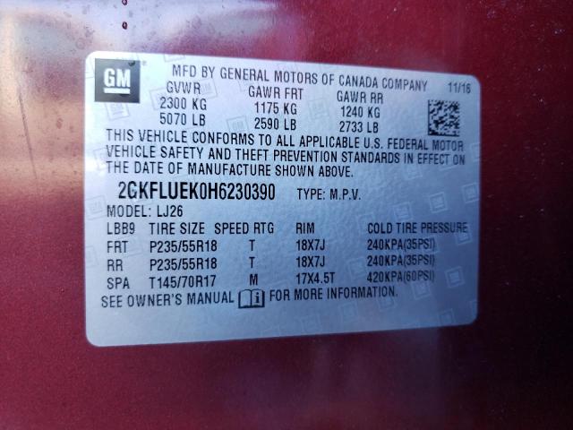 2GKFLUEK0H6230390 GMC Terrain Slt
